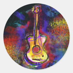 Pegatina Redonda instrumento de guitarra musical