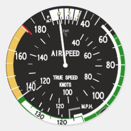 Pegatina Redonda Instrumento de vuelo del indicador de velocidad de