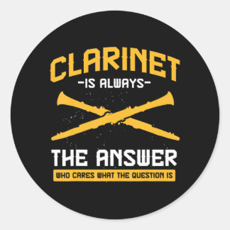Pegatina Redonda Instrumento musical Banda de marcha Clarinete de m