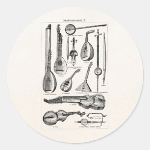Pegatina Redonda Instrumentos musicales de la secuencia del