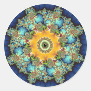 Pegatina Redonda Insular - Mandelbrot Art
