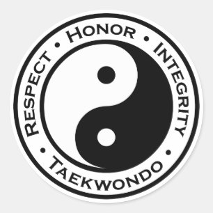Pegatina Redonda Integridad el Taekwondo del honor del respecto
