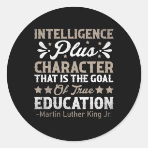 Pegatina Redonda Inteligencia Más Carácter Día Mlk Historia Negra 