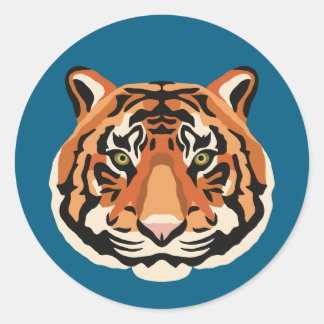 Pegatina Redonda Intense Tiger Eyes the Powerful Big Cat