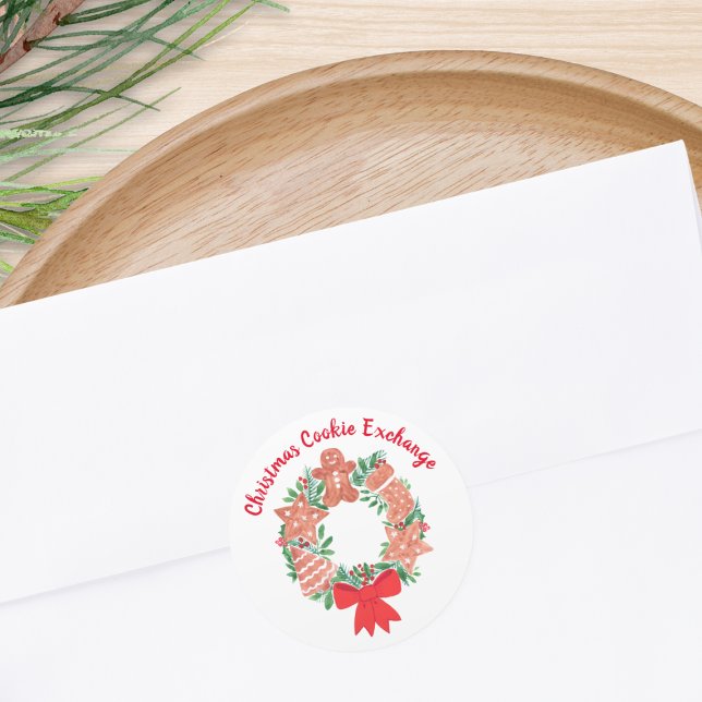 Pegatina Redonda Intercambio de galletas de jengibre de Navidad  (Subido por el creador)