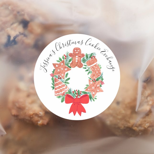 Pegatina Redonda Intercambio de galletas de jengibre de Navidad  (Subido por el creador)