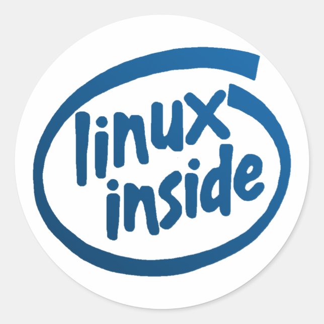 Pegatina Redonda Interior de Linux (Anverso)