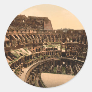 Pegatina Redonda Interior del Colosseum, Roma, Italia