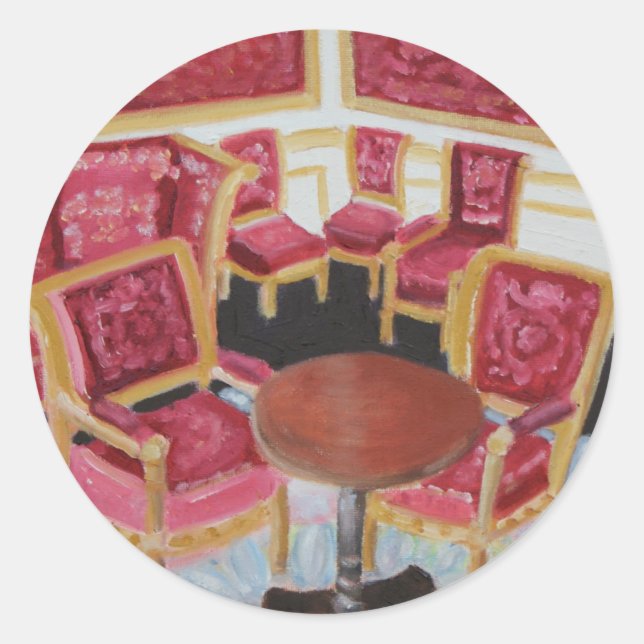 Pegatina Redonda Interior Rojo: Chateau de Fontainebleau (Anverso)