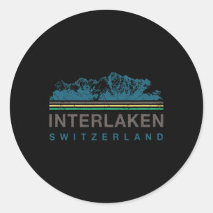 Pegatina Redonda Interlaken Suiza escalada en montaña suiza Ret