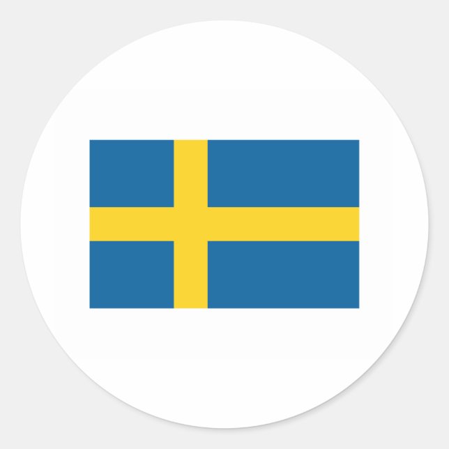Pegatina Redonda Internacional FLAG de Suecia (Anverso)