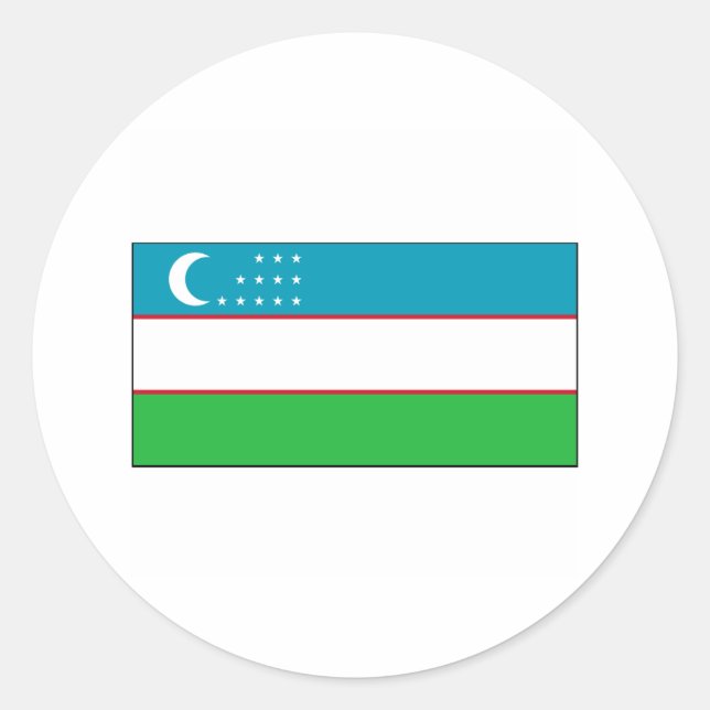 Pegatina Redonda Internacional FLAG de Uzbekistán