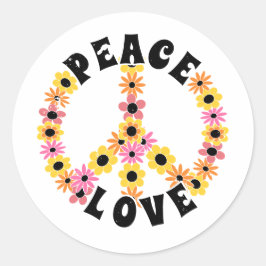 Pegatina Redonda International Day of Peace Love Flower
