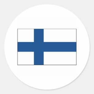 Pegatina Redonda International de la BANDERA de Finlandia