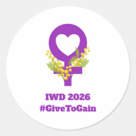 Pegatina Redonda International Women's Day 2026 IWD Give To Gain