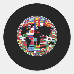 Pegatina Redonda International World Flags Traveller Traveller Worl
