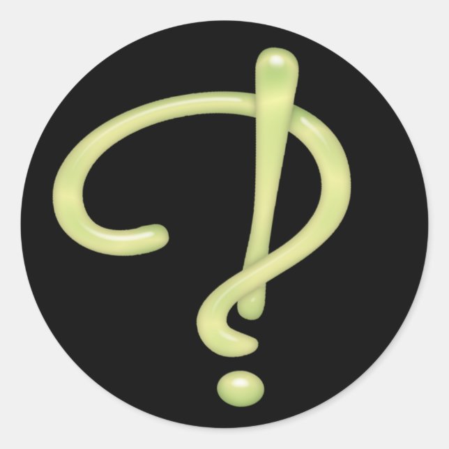 Pegatina Redonda Interrobang Green Glass Black RND (Anverso)