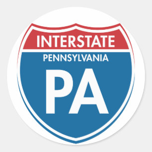Pegatina Redonda Interstate Pennsylvania PA