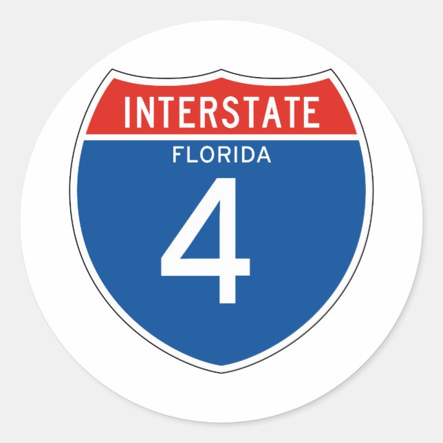 Pegatina Redonda Interstate Sign 4 - Florida (Anverso)