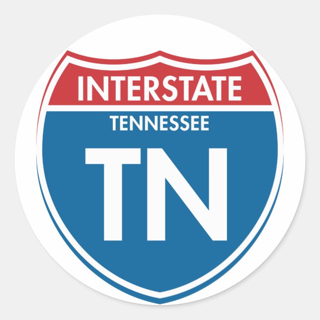 Pegatina Redonda Interstate Tennessee TN (Anverso)