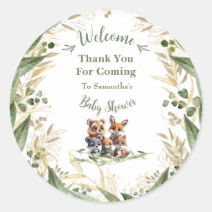 Pegatina Redonda Into the Woods: Baby Shower Gracias