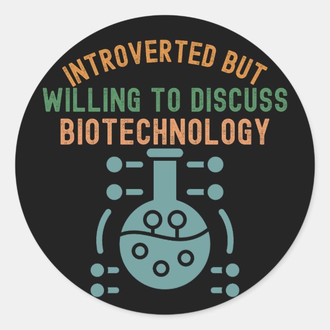Pegatina Redonda Introvertido pero dispuesto a debatir sobre la bio (Anverso)
