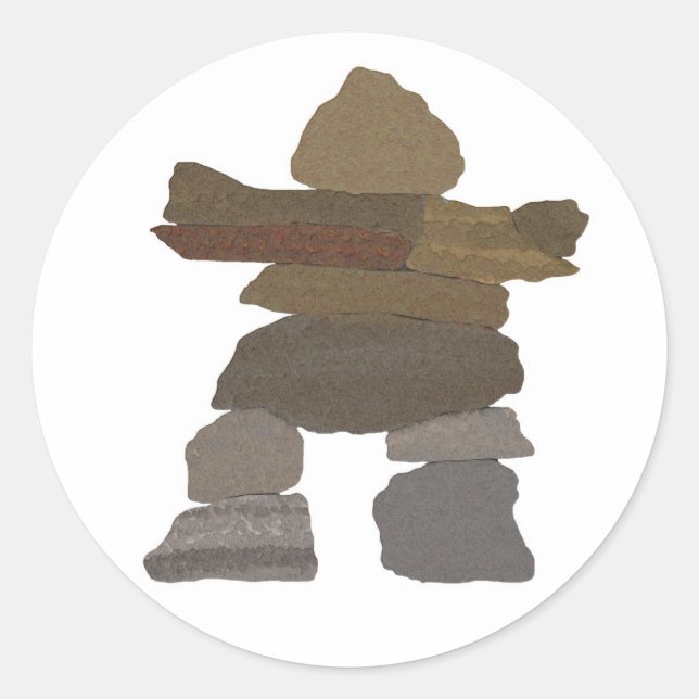 Pegatina Redonda Inukshuk (Anverso)