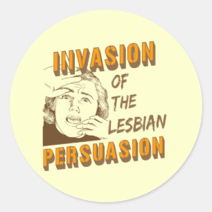 Pegatina Redonda Invasión de la persuasión lesbiana