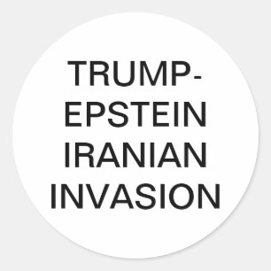 Pegatina Redonda INVASIÓN TRUMP-EPSTEIN IRÁN Hankamer Artjunkhaus 