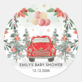 Pegatina Redonda Invernal Poinsettia Green Drive By Fiesta Parade