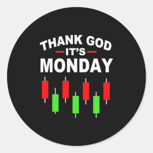 Pegatina Redonda Inversor Gracias A Dios Es Lunes