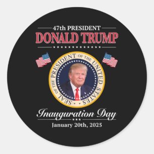 Pegatina Redonda Investidura del 47º Presidente Donald Trump 2025 A