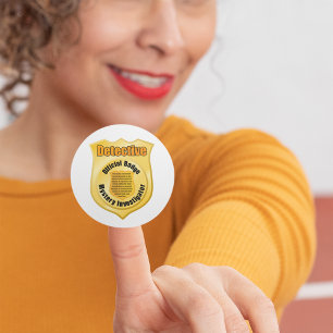 Pegatina Redonda Investigador de Misterio de Insignia Oficial de De