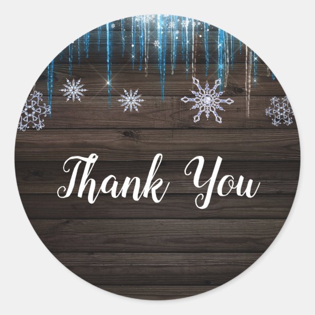 Pegatina Redonda Invierno De Ciclos Congelados Favor De La Fiesta D (Anverso)