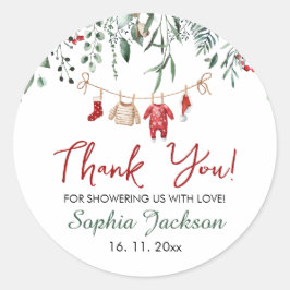 Pegatina Redonda Invierno de los Navidades de Santa Baby Shower