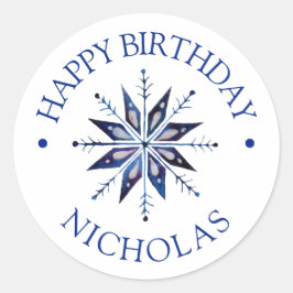 Pegatina Redonda Invierno de Onederland Primer cumpleaños