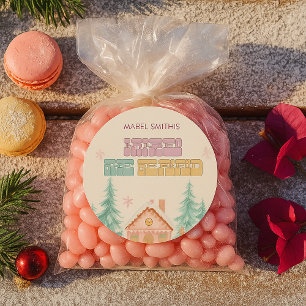Pegatina Redonda Invierno de Pan de Crema Rosado Terrania 1er cumpl