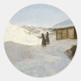 Pegatina Redonda Invierno en Vagsil en Telemark | Jacob Gloersen