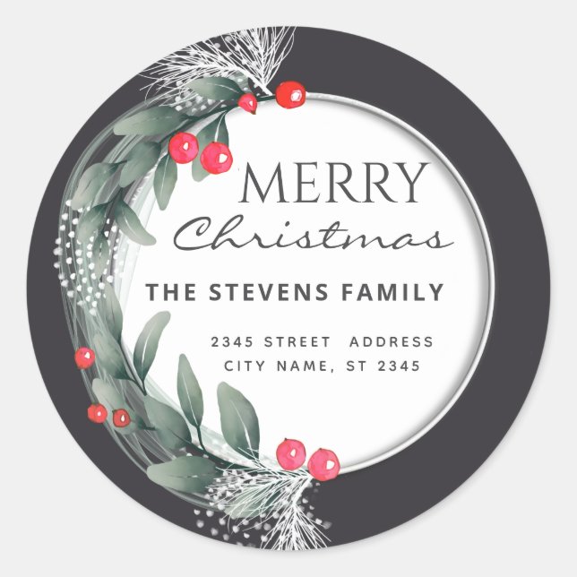 Pegatina Redonda invierno húmedo botánico (Anverso)