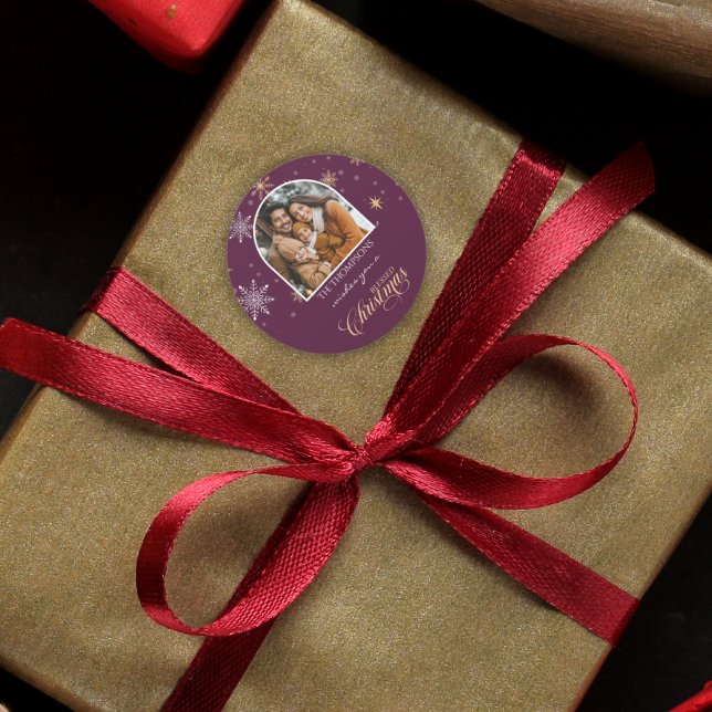 Pegatina Redonda Invierno moderno copos de nieve foto Navidades de  (Subido por el creador)