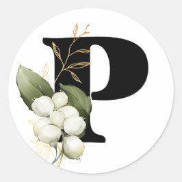 Pegatina Redonda invierno MONOGRAM alfabeto búlgaro cirílico Clase