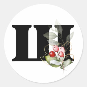 Pegatina Redonda invierno MONOGRAM alfabeto cirílico búlgaro  Clase