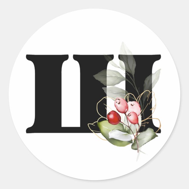 Pegatina Redonda invierno MONOGRAM alfabeto cirílico búlgaro Clase (Anverso)