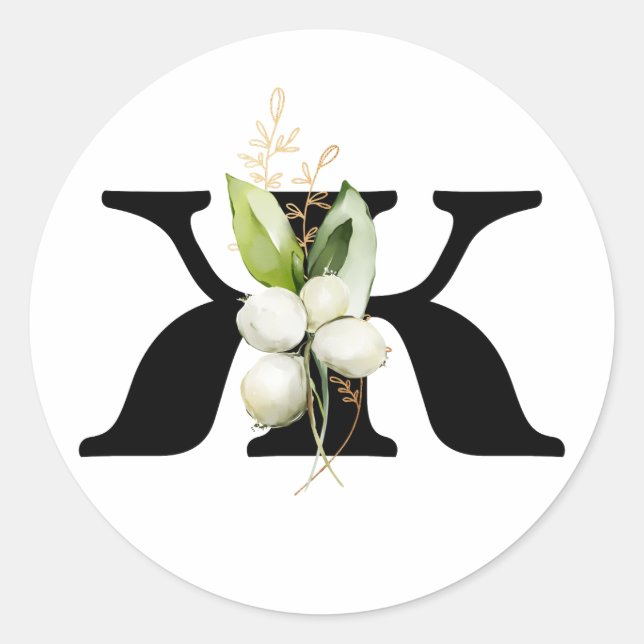 Pegatina Redonda invierno MONOGRAM alfabeto cirílico búlgaro Clase (Anverso)