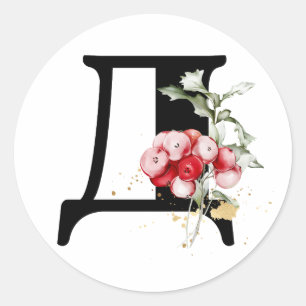 Pegatina Redonda invierno MONOGRAM alfabeto cirílico búlgaro  Clase