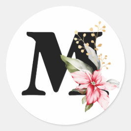 Pegatina Redonda invierno MONOGRAM Clase de alfabeto cirílico búlga