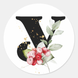 Pegatina Redonda invierno MONOGRAM Clase de alfabeto cirílico búlga