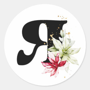 Pegatina Redonda invierno MONOGRAM Clase de alfabeto cirílico búlga