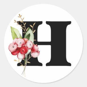 Pegatina Redonda invierno MONOGRAM Clase de alfabeto cirílico búlga