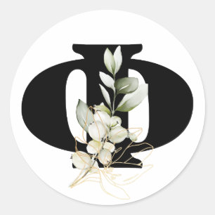 Pegatina Redonda invierno MONOGRAMA alfabeto búlgaro cirílico Clase